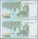 5 Euros. 1 De Enero De 2002. Pareja Correlativa. Firma Trichet. Serie V (España - Autres & Non Classés