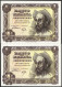 1 Peseta. 19 De Noviembre De 1951. Pareja Correlativa. Serie C. (Edifil 2021: 4 - Andere & Zonder Classificatie