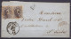L. Affr. Paire N°14 (tarif Frontalier) Lpts "293" Càd PERUWELZ /14 SEPT. 1864 Pour ST-SAULVE - Càd "BELGIQUE / VALnes" - - 1863-1864 Medaglioni (13/16)