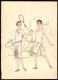 Aquarellmalerei Mode, Junge Damen In Tenniskleidern Mit Tennisschlägern Beim Tennis Spielen, 24 X 33cm  - Dessins