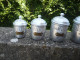 6 Pots En Aluminium -  Sucre - Farine- Café - Thé - Poivre - épices - ( Indications En Laiton ) - Pop Art