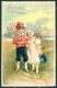 Artist Signed Children Easter Greetings Relief Postcard HR0526 - Autres & Non Classés