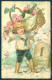 Greetings New Year Child Boy Angel Putto Roses Flowers S. 971 Relief Pc HR0648 - Autres & Non Classés