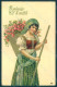 Greetings Lady Roses Flowers Serie 552 Relief Postcard HR0698 - Autres & Non Classés