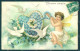 Greetings New Year Fairy Child Dove Heart Myosotis Flower Relief Postcard HR0426 - Altri & Non Classificati