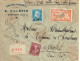 Tarifs Postaux France Du 09-08-1926 (98) Pasteur N° 222 50 C. Sur 1,25 F. + Merson 2,00 F. + Semeuse 15 C. LR Chargée 2è - 1922-26 Pasteur