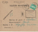 Tarifs Postaux France Du 09-08-1926 (103) Pasteur N° 174 30 C. Enveloppe Valeurs Recouvrées 18-06-1928 - 1922-26 Pasteur