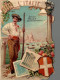 CHROMO DECOUPI CHOCOLAT POULAIN L'ITALIE GONDOLIER MONUMENTS TIMBRE BLASON - Poulain