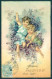 Greetings Angel Putto Violets Flowers Relief Postcard HR0472 - Unclassified