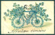 Greetings Flowers Myosotis Bicycle M.S.i.B. 275 WRINKLES Relief Postcard HR0169 - Fleurs