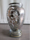 Vaso Portafiori  In Vetro Con Decorazione Floreale In Argento. Altezza Cm. 20 Diametro Base Cm. 9 Ben Conservato - Vasen