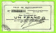 FRANCE / VILLE De St QUENTIN  / BON MUNICIPAL De 1 FRANC / 3 AOUT 1914 / 126341 / SERIE - Chambre De Commerce