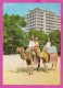 311033 / Bulgaria - Sunny Beach - Attractive Camel Ride In Front Of Hotel "Globus" PC Photo Miroslav Renč SO 615A/9-31 - Hotel's & Restaurants