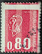 Variété 1816g Piquage Décalé Marianne Béquet 80c Rouge - Gebruikt