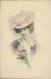 M.M. VIENNE / M. MUNK 1900s ART NOUVEAU POSTCARD SIGNED WICHERA  - WOMAN & FLOWERS - N.450 (5520) - Vienne