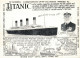 TITANIC: A LOSS OF 1502 LIVES APRIL 18TH 1912 / CARPATHIA - Please DO READ The Informative Text On Front/backside!! - Piroscafi