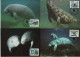 Guyana 1993 WWF W.W.F. Maximum Cards, Caribbean Manatee Fauna Marine Life - Maximumkaarten