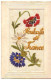 N°24851 - Carte Brodée - Souhaits De France - Un Coquelicot, Une Marguerite Et Un Chardon - Brodées