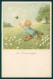 Artist Signed Pauli Ebner Little Boy Butterfly Serie 1356 Postcard TC2240 - Autres & Non Classés