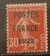 France Préoblitérés YT N° 38. TB Et Signé Calves - 1893-1947