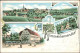 Krummenhennersdorf-Freiberg   5 Bild Litho: Stadt, Fabrik, Gasthaus 1905 - Freiberg (Sachsen)