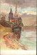  Künstlerkarte: Gemälde V. Carl Voss "Segelschiff" Am Strand 1914 - Velieri