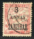 REF 090 > ZANZIBAR < Taxe N° 4 Ø Bien Centré > Used - Oblitéré Ø Dos Visible - Gebruikt