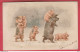 Cochons / Pig - Position Humaine ...familles Cochons Dans La Tempête De Neige - 1903  ( Voir Verso ) - Varkens