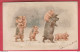 Cochons / Pig - Position Humaine ...familles Cochons Dans La Tempête De Neige - 1903  ( Voir Verso ) - Cerdos