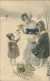 M.M. VIENNE / M. MUNK 1900s ART NOUVEAU POSTCARD  WOMAN & GIRLS & MISTLETOE - N.465 (5527) - Vienne