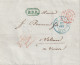 Préphilatélie B.3.R Encadrée Bruxelles 22 Fevr 1847 En Bleu & Cachet De Passage Confédération Suisse Consulat Bruxelles - ...-1845 Vorphilatelie