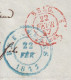 Préphilatélie B.3.R Encadrée Bruxelles 22 Fevr 1847 En Bleu & Cachet De Passage Confédération Suisse Consulat Bruxelles - ...-1845 Vorphilatelie