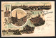 Lithographie Gelsenkirchen, Panorama Der Stadt, Neumarkt, Kaisergarten Mit Restauration  - Gelsenkirchen