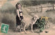 FETES - VOEUX - Pâques - Joyeuse Pâques - Enfant - Fleurs - Mouton - Colorisé - Carte Postale Ancienne - Ostern