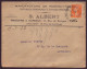 France, Enveloppe à En-tête " Albert " Manufacture Robinetterie, Paris, 14 Septembre 1922 - Sonstige & Ohne Zuordnung