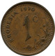 1 CENT 1970 RHODESIA Coin #AR126.U.A - Rhodesien