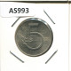 5 KORUN 1989 CHECOSLOVAQUIA CZECHOESLOVAQUIA SLOVAKIA Moneda #AS993.E.A - Checoslovaquia