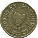 2 CENTS 1992 CHIPRE CYPRUS Moneda #AP319.E.A - Chipre
