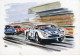 Les 24 Heures Du Mans  - 'En Pleine Vitesse Devant Les Tribunes' - Art Card By Aldé  -  Art Carte Postale - Le Mans