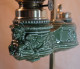 Delcampe - Lampe De Travail Peigniet Changeur Porcelaine Emaillée Verte à Décor De Sphinge Vers 1880  Ref BX24LMP001 - Lighting & Lampshades