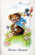 EASTER FLOWERS Vintage Postcard CPA #PKE183.GB - Easter