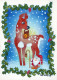 PAPÁ NOEL Animales NAVIDAD Fiesta Vintage Tarjeta Postal CPSM #PAK515.ES - Santa Claus