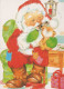 PAPÁ NOEL Animales NAVIDAD Fiesta Vintage Tarjeta Postal CPSM #PAK651.ES - Santa Claus