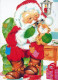 PAPÁ NOEL Animales NAVIDAD Fiesta Vintage Tarjeta Postal CPSM #PAK651.ES - Santa Claus