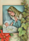 Vergine Maria Madonna Gesù Bambino Natale Religione Vintage Cartolina CPSM #PBB783.IT - Virgen Maria Y Las Madonnas