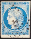 Timbre Ceres Bleu 25 Centimes, 25C, N°4 YT, - 1849-1850 Cérès