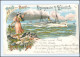 S3526/Gruß Vom Bord Der Prinzessin Heinrich Litho AK 1897 Stempel: Auf Hoher See - Helgoland