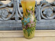Delcampe - Grand Vase Verre Emaillé Legras Décor Fleurs Signé Leg - Glas & Kristall