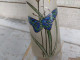 Delcampe - Vase Verre Art Nouveau Décor Papillons Signé Leg Legras - Glas & Kristall