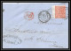 35776 N°32 Victoria 4p Red London St Etienne France 1863 Cachet 87 Lettre Cover Grande Bretagne England - Brieven En Documenten